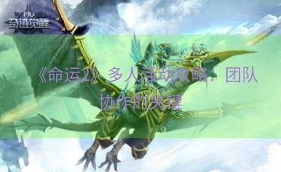 《命运2》多人活动攻略：团队协作的关键