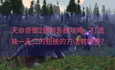 天命奇御2翅膀系统攻略，打造独一无二的翅膀的方法有哪些？